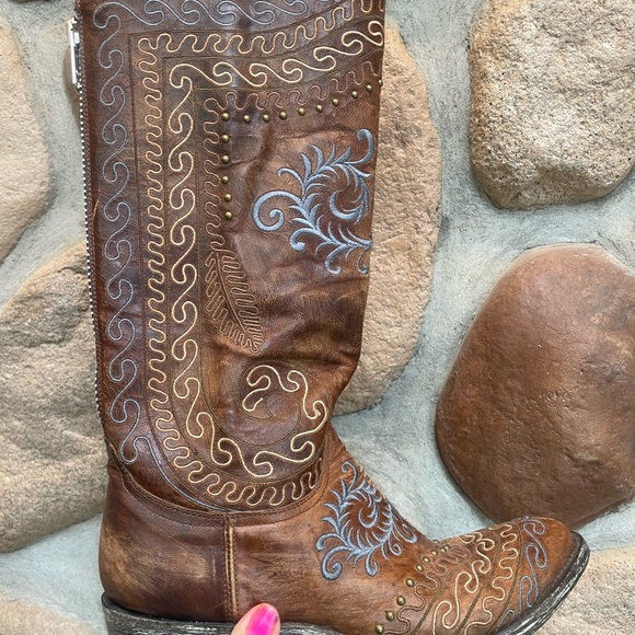 Old Gringo Brown and Blue Embroidered Boots - Picture 5 of 9